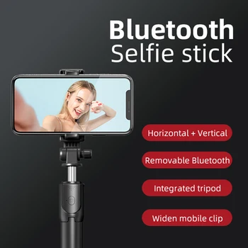 R1 Selfie ficar Com Tripé Para Móveis sem Fio bluetooth dobrável do tripé do controlo remoto para Xiaomi Huawei iphone IOS Android