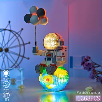 2023 DIY Astronauta Blocos de Construção com Luz Mini Micro Espaço Lua de Satélite Diamante do Bloco de Tijolos Construtor de Brinquedos para Crianças