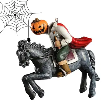Cavaleiro Sem-Cabeça Estátua Assustador Escultura De Abóbora Cavaleiro Para A Festa De Halloween Na Casa Assombrada E Horror Ornamento Amantes