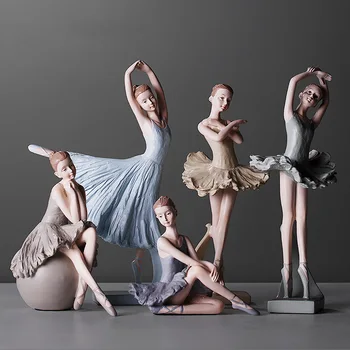 Nordic Arte Ballet Menina Resina Figura Ornamentos Estatuetas para Casa Acessórios de Decoração para a Sala de Enfeites para a Decoração Home