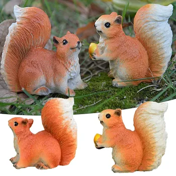 2pc Mini Esquilo Artesanato de Resina Micro Decoração Bonsai Esboços Escultura Animais K2so Ornamento