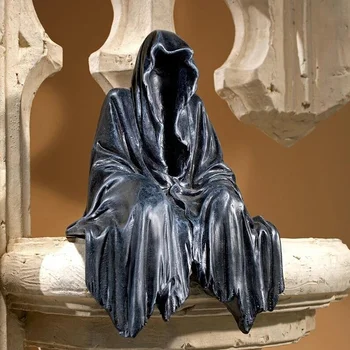 Novo Colhendo Consolo O Reaper Sentado Estátua do Senhor dos Mistérios em Preto Gótico Esculturas de Resina de Trabalho Enfeite Decoração de Casa