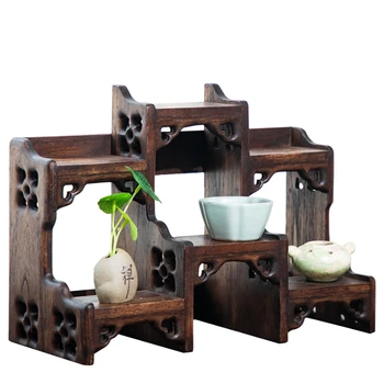 Chinês em madeira maciça roxo panela de barro quadro de exibição de Bogu prateleira de scanner de mesa 