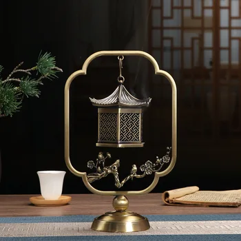 Estilo Chinês Novo Queimador De Incenso Com Pássaro Linguagem E Fragrância Floral Metal Zen, Sala De Chá De Estudo Alpendre Decoração