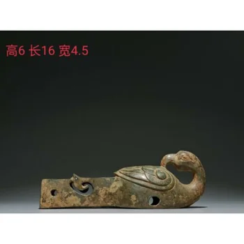 16cm de Bronze Chinês Animal de Aves Estátua de Bronze Antigo Animal Besta Escultura