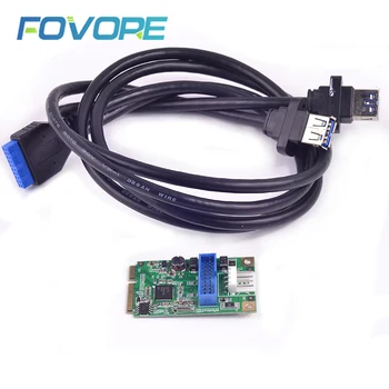 PCIe mini adaptador USB mini PCIe 2 porta USB 3 3.0 Conversor de controlador de Placa de Expansão com 19 pinos para USB3.0 Cabo