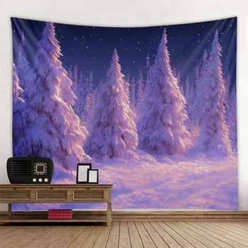 Árvore de natal tapeçaria, neve pintura, Véspera de Natal, Natal quarto decoração de parede, casa de fundo de tecido, presentes de Natal