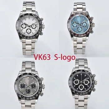 VK63 S-Logotipo de Discagem Para Homens Automáticos os Relógios de Quartzo Relógio de 40mm de Safira, Aço Inoxidável 3ATM Waterproof Assistir Reloj Hombre