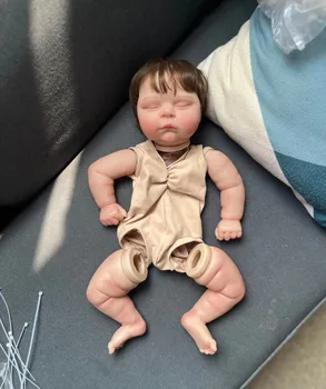 20inch Renascer Boneca Kit de Pêssegos 3D Pintado Tom de Pele com Veias Visíveis Bebe Reborn Boneca Peças com um Pano Corpo Mão Enraizada-Cabelo