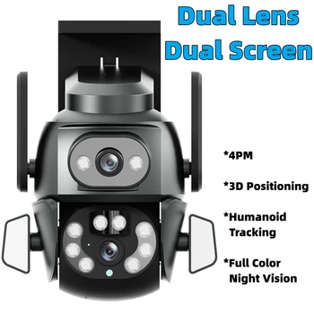 4MP HD sem Fio ao ar livre Câmera de Segurança IP com Lente Dupla e Dupla Tela com o Posicionamento 3D Full Color Night Vision Cam