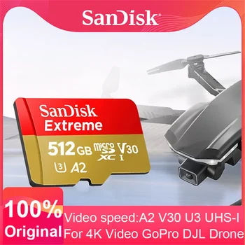 SanDisk Extreme Original Micro SD Cartão microSDXC UHS-I Cartão de Memória A2 U3 4K Flash TF Cartão MicroSD para a Câmera GoPro DJI Nintendo