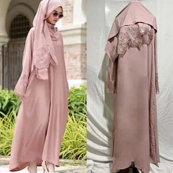 Oriente médio Muçulmano Manto Jilbab Abaya Malaio-Indonésio, Manga Longa Dubai turco-Islâmica Vestido Abayas Com o Hijab de Roupas femininas