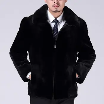 Clobee Homens Coats 1 Plus Size 5XL 6XL Homens de Inverno, Roupas de Peles, Casacos Engrossar Vison Preto de Pêlo Curto Zíper Coats J76