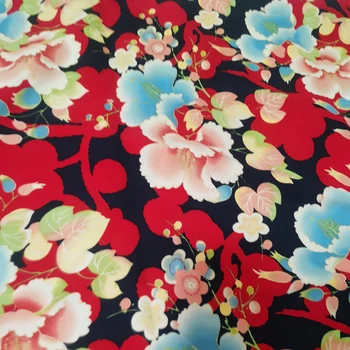 Alta Qualidade de Vermelho Floral de Tecido Chiffon De Pijama Camisa Traje de Estofamento Mobiliário Cortina de DIY Roupas de Material POR Metro