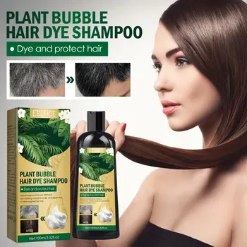 100 ml de Tintura de Cabelo Shampoo Para Mulheres Cor do Cabelo Shampoo Cor de Longa Duração Shampoo Planta Bolha Cor de Cabelo Shampoo Para Mulheres