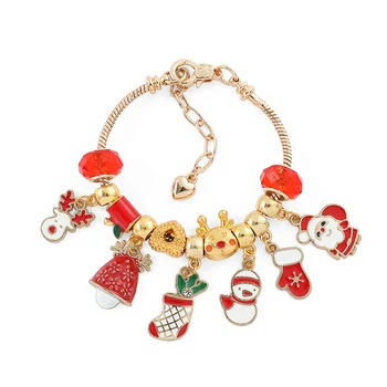 Novo Design Bracelete Do Encanto De Natal, Papai Noel Esferas De Cristal Da Pulseira, Para As Mulheres Garota Coreana Doce Bonito Jóias Presentes De Natal