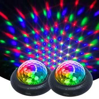 Portátil Recarregável RGB Mini Bola de Discoteca Noite de Luz 2EM1 Efeito de Som Ativado Festa de Casamento de Férias Carro DJ Mostrar Lâmpada