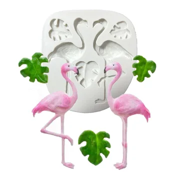 3D Flamingo Forma Moldes de Silicone DIY Tartaruga Folha de Fondant de Chocolate, Geléia de Decoração de Bolo Assando Ferramentas Gumpaste Barro Resina Molde
