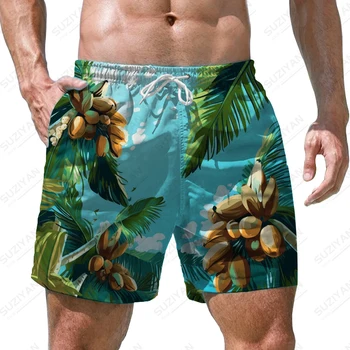 Verão novos homens de shorts de folha de bananeira impressos em 3D shorts masculinos casual estilo de férias shorts masculinos tendência da moda shorts masculinos