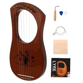 7-nota de Lira Estilo Antigo Harpa Portátil Instrumento Musical Chave de Artesanatos de Madeira de Cordas Tuning