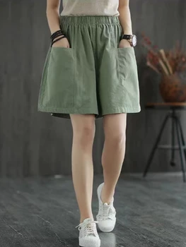 Sólida Plus Size Shorts de Cintura Elástica Cortada Calças de Moda Carga Shorts Ocasionais do Shorts Folgado para as Mulheres 2023 Roupas de Verão