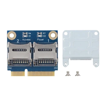 Mini PCIe Dual Micro Secure Digital Memória de Placa de Adaptador Conversor de Extender Placa PCI‑ PCI-E Adapter Card e para Cartão de Memória