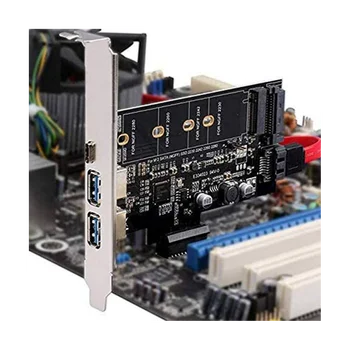 Dupla USB 3.0 e Tipo-C M. 2 PCIe Adaptador M2 SSD SATA Tecla B Para o PCI-E 3.0 Conversor Placa Riser para 2280 2260 2242 2230 NGFF