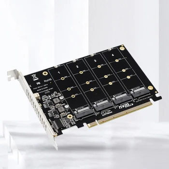 4 Porta M. 2 NVME SSD PCIE X16 Conversor Adaptador de Cartão de Suporte 2230/2242/2260/2280 de Host do Controlador de Placa de Expansão LED Indicador