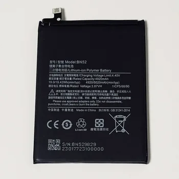 3.87 V 5020mAh BN52 Para Xiaomi Redmi Nota 9 Pro Max , M2003J6B1I Bateria