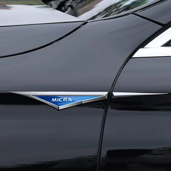 2pcs/Set Carro Fender Aço Inoxidável Decalques Adesivo Emblema Exterior Decorar para o Nissan MICRA Acessórios do carro