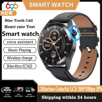 Smart Watch Homens Mulheres Dente Azul Chamada Smartwatch, 390*390PX 1.36' Tela IPS de Vários desportos Modo Heartrate de Saúde Tempo Remoto