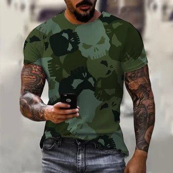 Camuflagem Roupas Mens T-Shirt Para Homens Gráfico T-Shirt de Verão Impressos em 3D Tops, T-Shirt de grandes dimensões de Manga Curta Moda Casual
