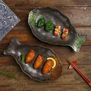 1pcs de Estilo Japonês de Cerâmica Peixe Cozinhar Pratos de Sushi, Prato Criativo Prato de Peixe Chefe da Família Pratos