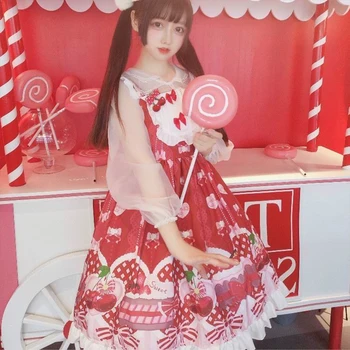 LIXM Kawaii Design Lolita Doce Senhoras Festa Chá da Tarde Bonito Funda Jsk sem Mangas Bowknot Suspender Vestidos de Cosplay