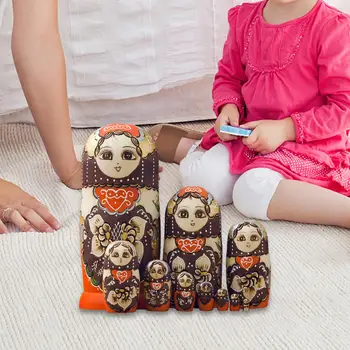 Menina de Aninhamento de Bonecas russas Empilhamento de Brinquedo 10Pcs Madeira Matryoshka Resistente Linda