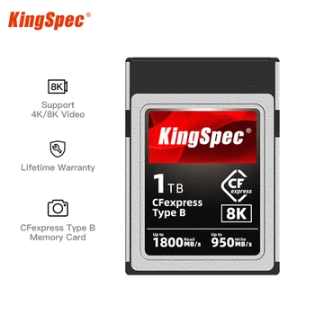 KingSpec CFexpress Tipo B Cartão de 128 GB 256 GB 512 GB 1 TB de Memória Cartão de Até 1500MB/s RAW 4K/8K de Vídeo PCIe Gen3x2 Cartões de Memória Flash