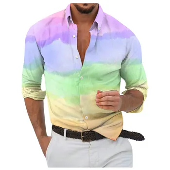 Designer de Primavera, Verão, Camisas masculinas Casuais Impressão 3d Havaí Camisa Blusa de Moda Casual Manga Longa Camisas camisas y blusas