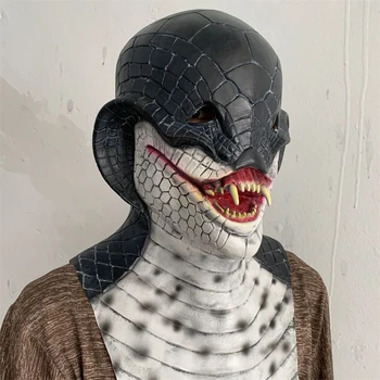 Halloween Black Snake Máscara de Látex Head set máscara de Animal Assustador Cabeça de Cobra Cosplay festa de Férias acessórios
