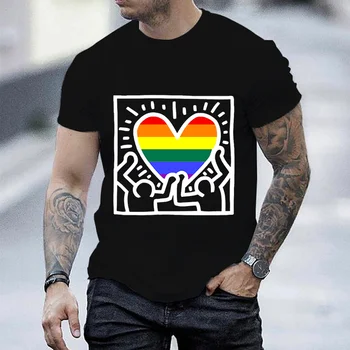 T-shirt para Homens arco-íris Coração do Orgulho LGBT Mês de Homens Tops de Lésbicas, Gays, Bissexuais, Transexuais Queer T-Shirt da Marca de Roupas Tendência Tee