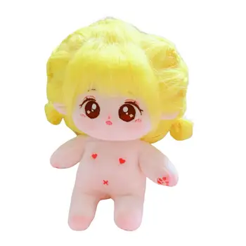 Colecionáveis de Pelúcia Boneca Adorável 20cm Anime Menina Boneca Plushies com Amarelo Fofo de Cabelo Olhos Grandes Inacabado de Algodão para Crianças