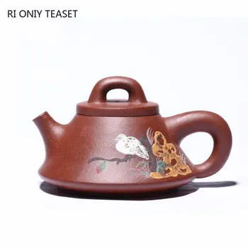 260 ml Chinês Yixing High-end Artesanal Roxo Argila Bule de Artistas Famosos Pedra Colher de Chá de Panela Matérias de Minério de Beleza Chaleira Zisha Conjunto de Chá