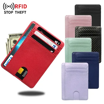 Slim RFID Bloqueio de Couro da Carteira de Crédito, Cartão de IDENTIFICAÇÃO do Titular Bolsa de Dinheiro Caso para Homens Mulheres 2020 Bolsa de Moda