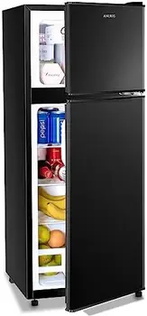 Refrigerador compacto 4.0 Cu Ft 2 Porta Mini-Frigorífico com Congelador Por Apartamento, Dormitório, Escritório, Família, Porão, Garagem, Preto