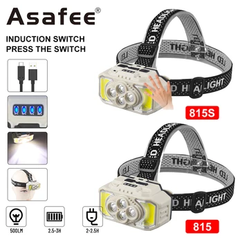 Asafee Forte COB Exteriores eléctricos, Farol de nevoeiro Built-in Bateria de Tipo C LED de Carregamento de Detecção Portátil Farol Lanterna