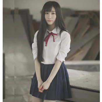 Linda Japão Estilo Lolita Girl Alunos roupa de Marinheiro Roupas Traje Puro Escola Saia Plissada de Manga Longa JK Uniformes Conjunto
