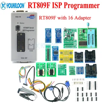 100% Original RT809F ISP Serial Programador com adaptadores +1,8 v adaptador+SOP8 teste clip+EDID +cabo de ICSP bios universal programador