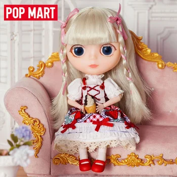 Popmart Blythe Morangos Vestido De Brinquedos Boneca Bonito Anime Figura De Área De Trabalho Ornamentos Presente Coleção