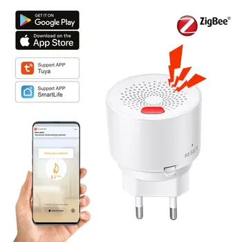 Tuya Zigbee Smart Home Natural Sensor de Gás Combustível Doméstico Inteligente GLP Fuga de Gás, Detector de Alarme de Segurança contra Incêndio, Proteção