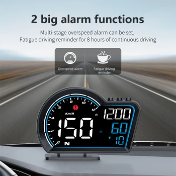 Hud Head Up Display Digital do Carro de GPS do Carro do Velocímetro Hodômetro o Alarme da velocidade Excessiva Fadiga de Condução de Alarme de Carro Accsesories Eletrônica