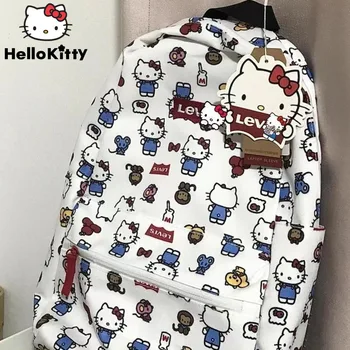 Sanrio De Hello Kitty Dos Desenhos Animados Impresso Mulheres Mochila Nova Coreano Moda Grande Capacidade Do Aluno Livro De Saco Y2k Doce Menina Bonito Bolsa